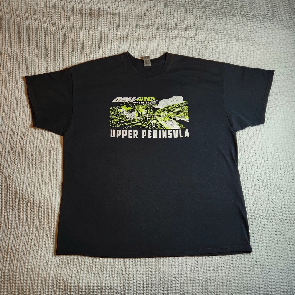 Mountain Dew 906 Dewnited States Upper Peninsula Mens T-Shirt 2XL XXL Black
